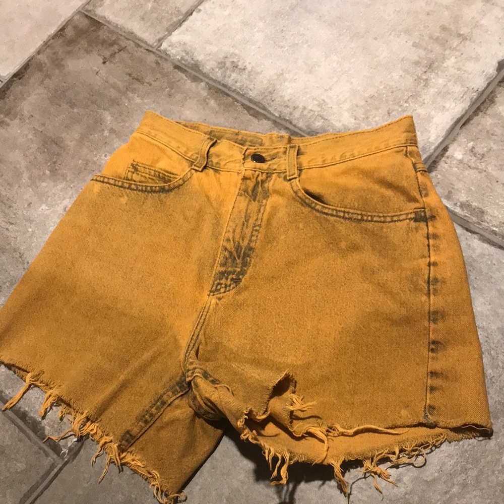 Vintage bright orange acid wash levi riders shorts